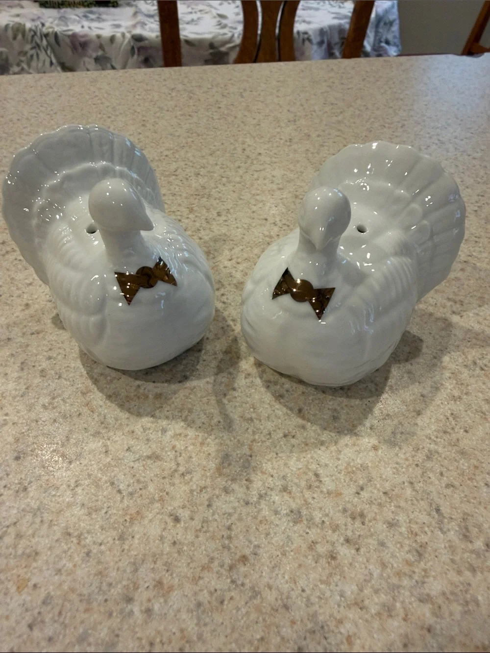 Target White Ceramic Turkey Salt and Pepper Shakers with Gold Accents